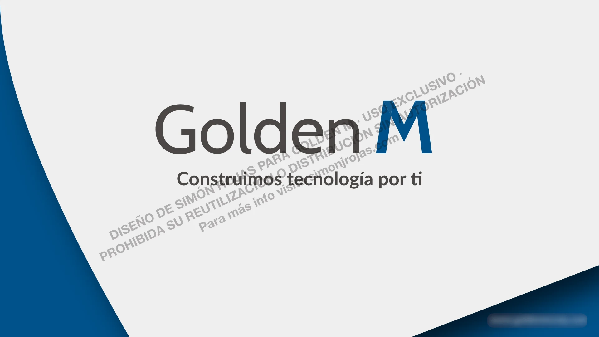 Portada del portafolio corporativo diseñado para Golden M con marca de agua de muestra de portfolio.